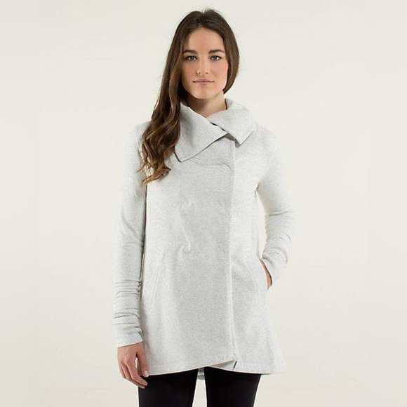 Lululemon Gratitude Wrap Sweater Heathered Birch Grey 4 - Picture 1 of 5